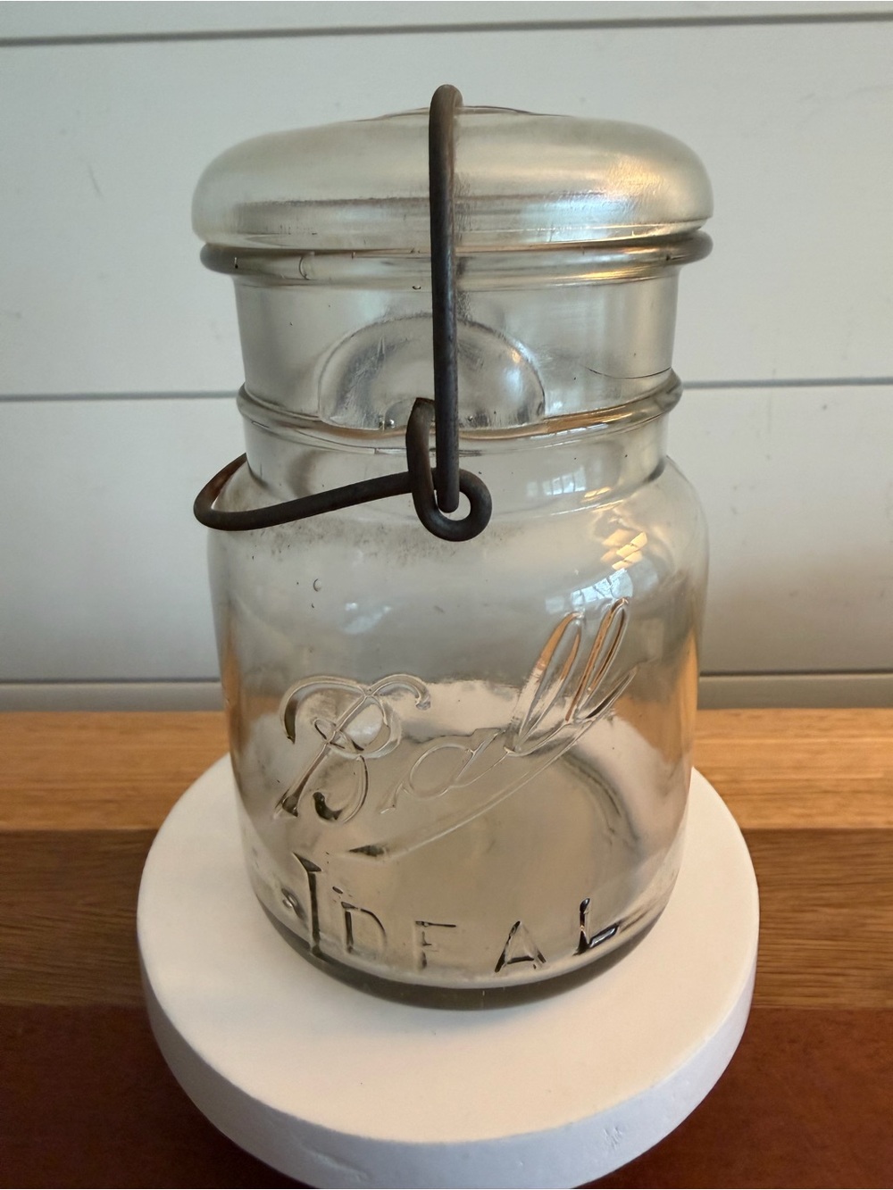 Vintage BALL Ideal Clear Glass Jar Wire Bail Closure July 14, 1908